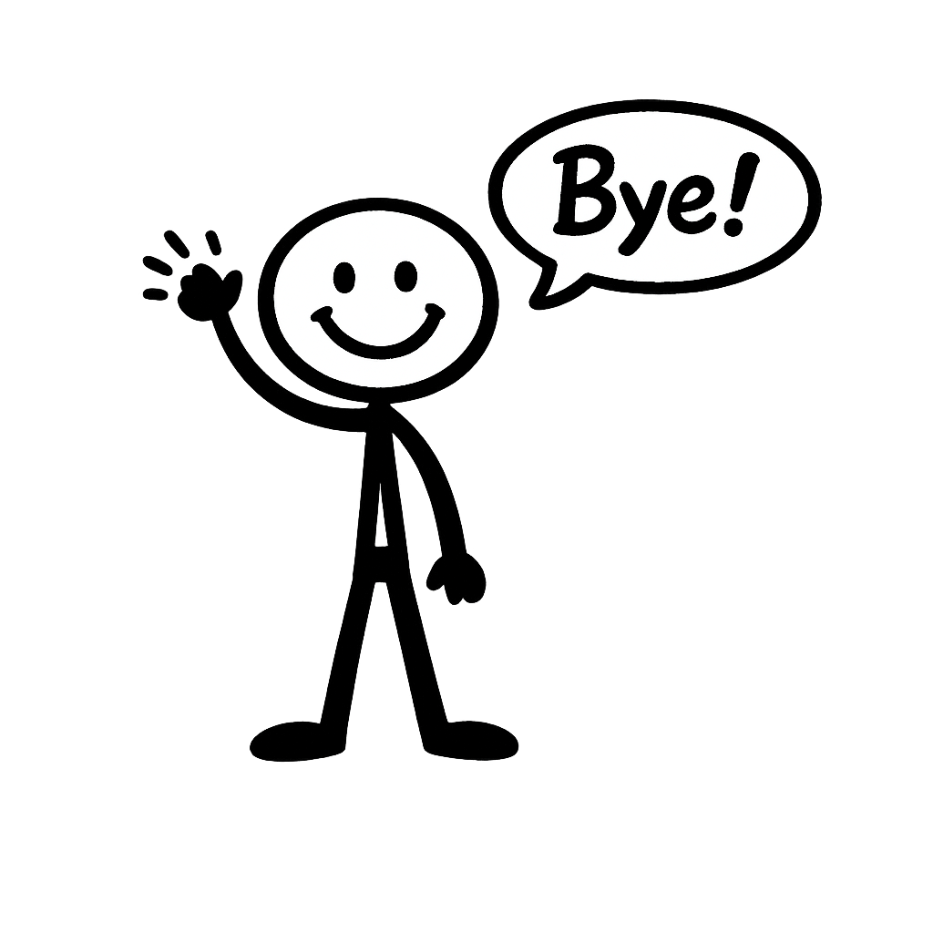 Waving goodbye stick figure